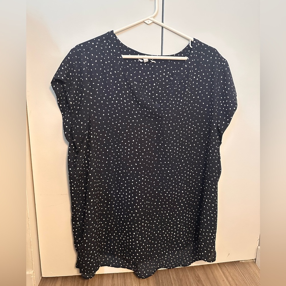 Navy blue and  White Polka Dot Blouse